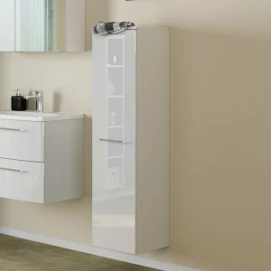 1-türiger Badezimmer Schrank In Glanz Weiß – Misrana 8