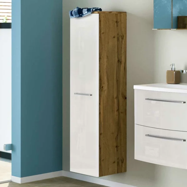 1-türiger Badschrank In Weiß Hochglänzend – Keiran 3