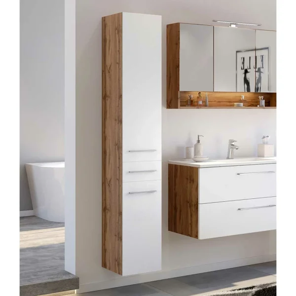 2-türiger Badezimmer-Hochschrank Zweifarbig – Yazemina 3