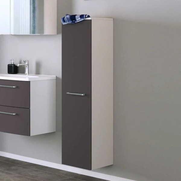 30x130x27 Bad-Schrank In Grau & Weiß – Rabions 3