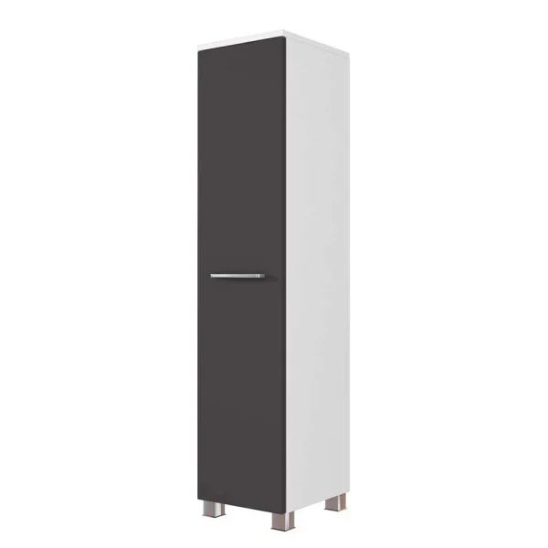 30x130x27 Bad-Schrank In Grau & Weiß – Rabions 1