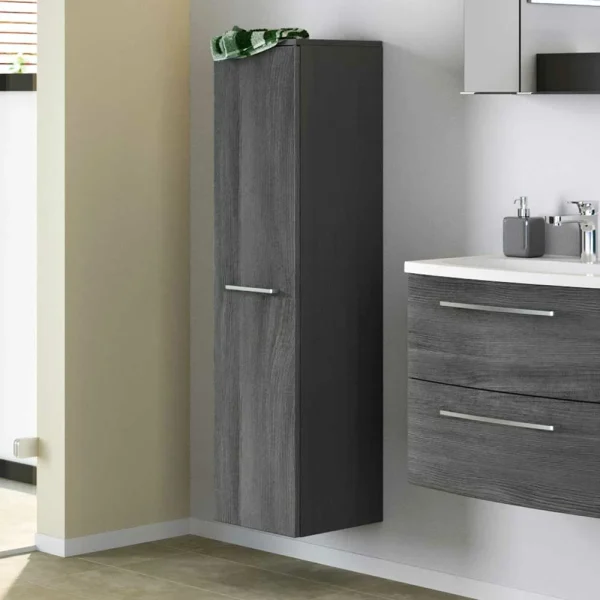 30x130x27 Bad Schrank In Grauem Eiche Dekor – Wirons 3