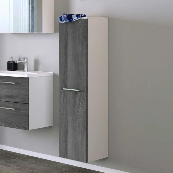 30x130x27 Badezimmer-Schrank In Dekor Eiche Grau – Pranos 3