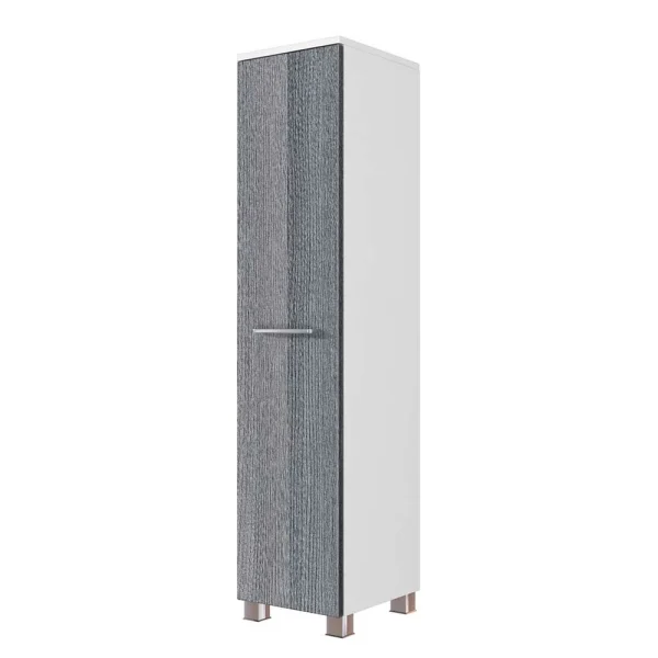 30x130x27 Badezimmer-Schrank In Dekor Eiche Grau – Pranos 1