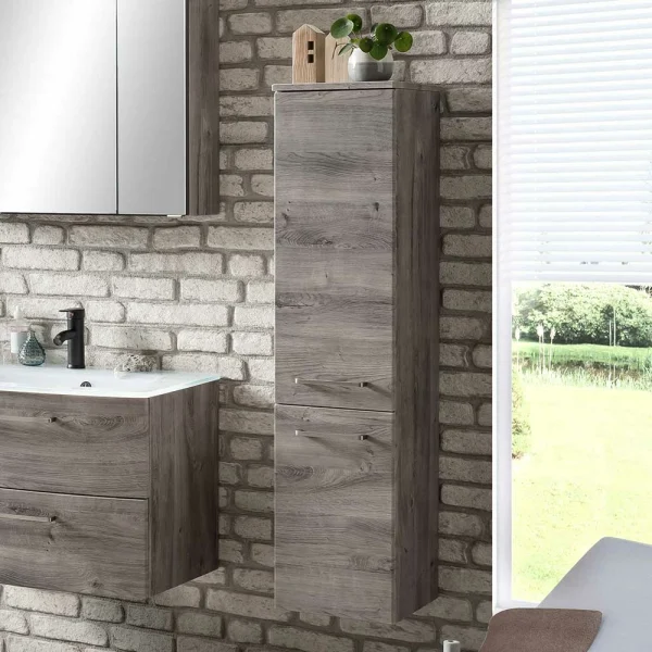 30x135x35 Bad Seitenschrank In Eiche Grau – Svegaria 3