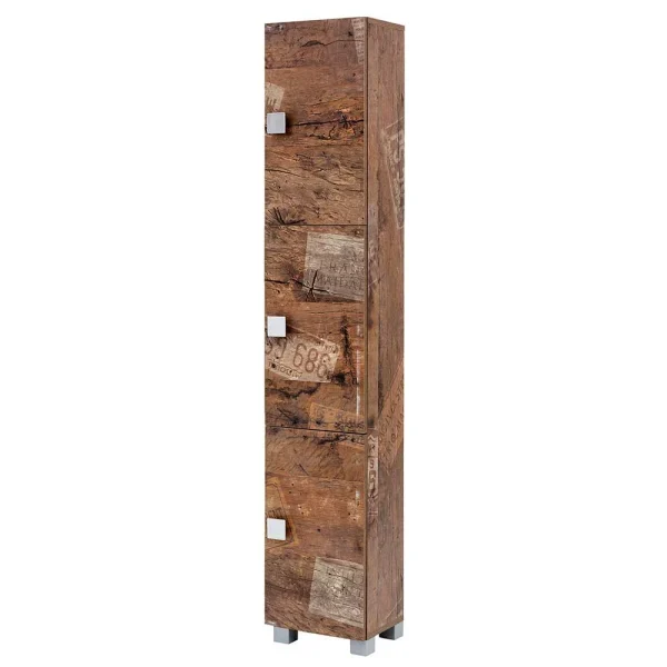 30x168x23 Badezimmer Hochschrank 3-türig – Arolina 1
