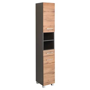 30x180x35 Bad Hochschrank Mit Wildeiche Front – Ishes 10
