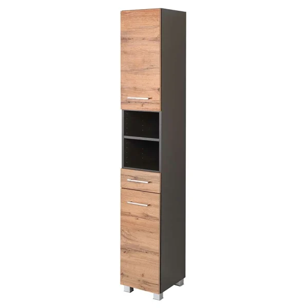 30x180x35 Bad Hochschrank Mit Wildeiche Front – Ishes 1