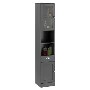 32x180x30 Grauer Hochschrank Mit Metallgriffen – Zenca I 10