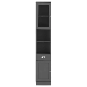 32x180x30 Grauer Hochschrank Mit Metallgriffen – Zenca I 12