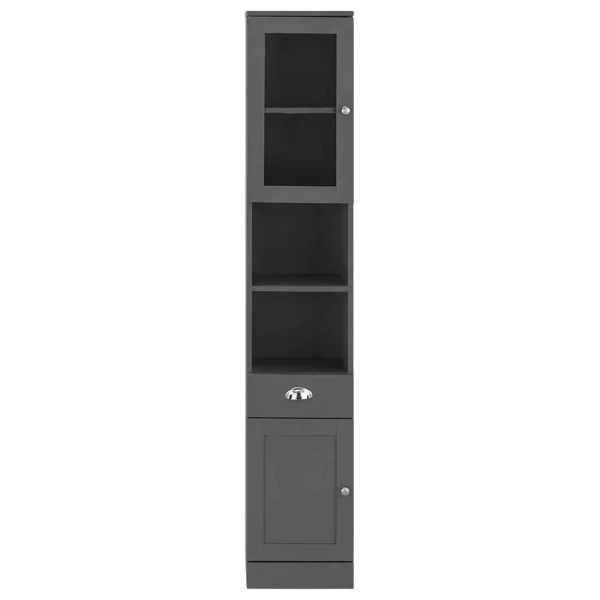 32x180x30 Grauer Hochschrank Mit Metallgriffen – Zenca I 4