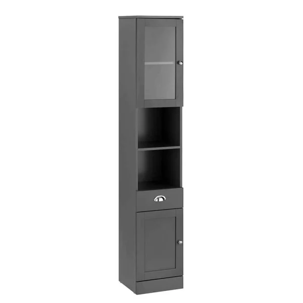 32x180x30 Grauer Hochschrank Mit Metallgriffen – Zenca I 1