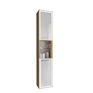 33x185x32 Bad Hochschrank Mit Beleuchtung LED – Manesia 10