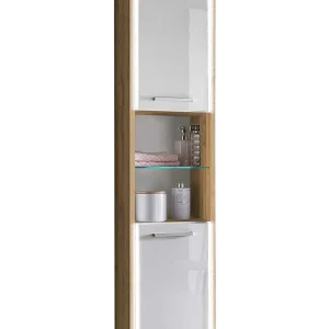 33x185x32 Bad Hochschrank Mit Beleuchtung LED – Manesia 12