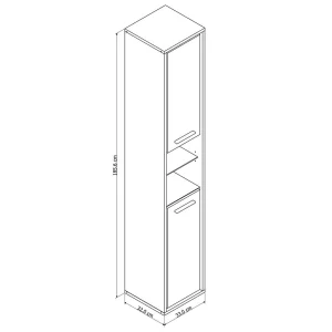 33x185x32 Bad Hochschrank Mit Beleuchtung LED – Manesia 16