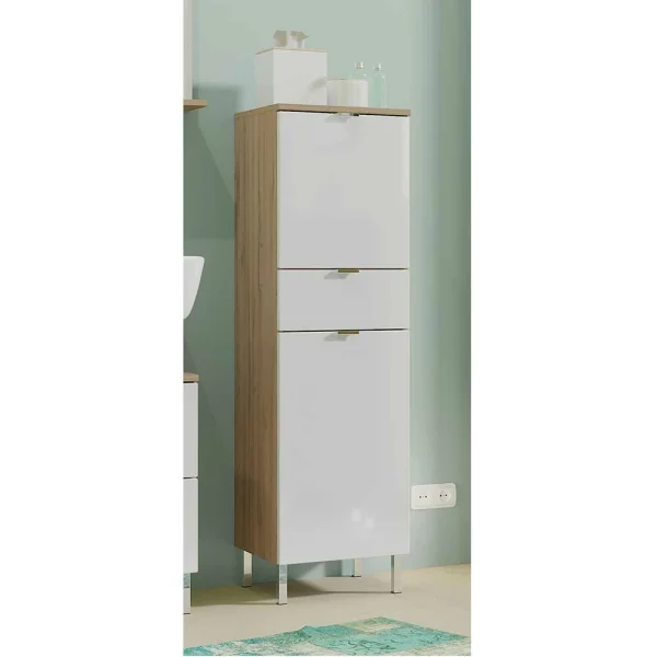 34x120x34 Badschrank 2-türig & Schublade – Narilos 3