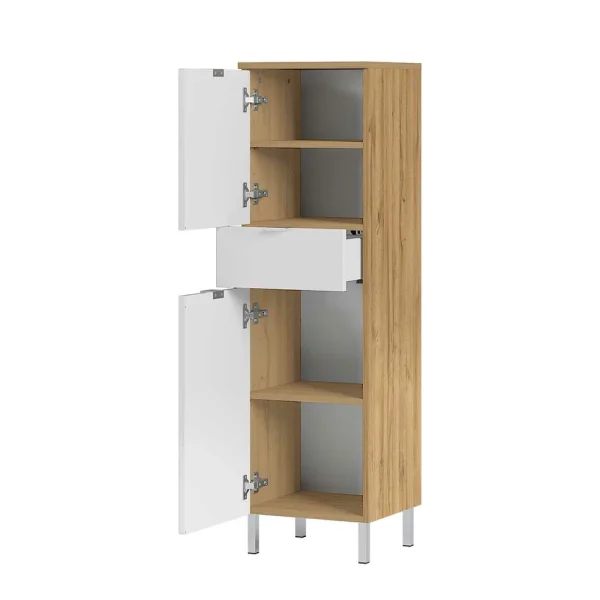34x120x34 Badschrank 2-türig & Schublade – Narilos 5