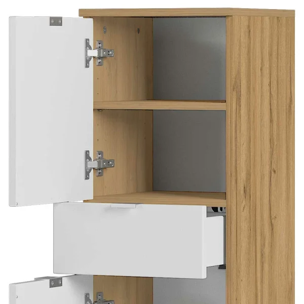 34x120x34 Badschrank 2-türig & Schublade – Narilos 6
