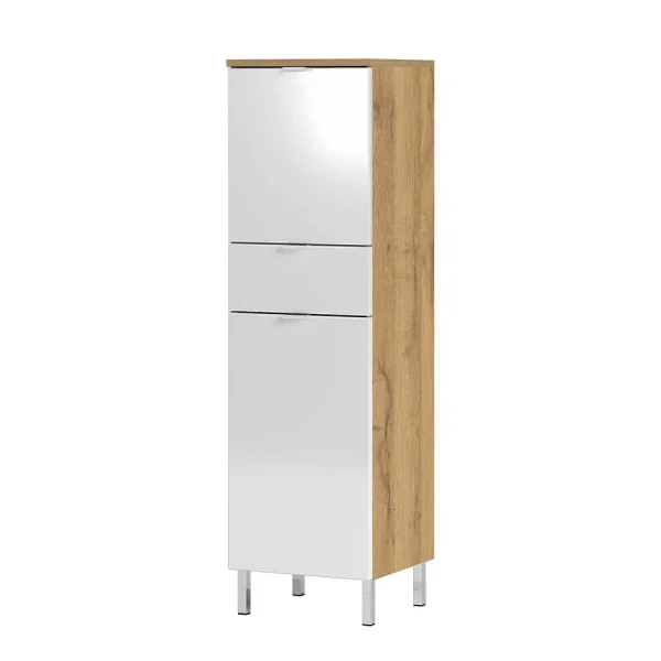34x120x34 Badschrank 2-türig & Schublade – Narilos 1