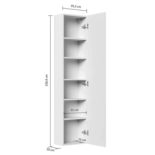 36x151x20 Bad Hochschrank In Eiche Hell Dekor – Rasfera 6