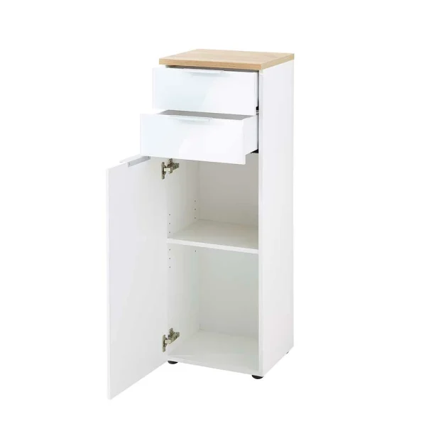 39x112x34 Badschrank In Weiß & Eiche – Etosia 5