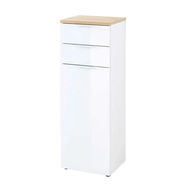 39x112x34 Badschrank In Weiß & Eiche – Etosia 1