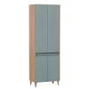 4-türiger Bad Hochschrank In Hellblau & Eiche Hell – Settas 20