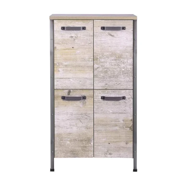 4-türiges Bad Highboard In Eiche Grau – Merit 4