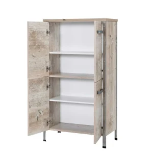 4-türiges Bad Highboard In Eiche Grau – Merit 14
