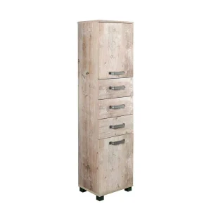 40×164 Bad Beistellschrank In Eiche Grau – Mosnito 8