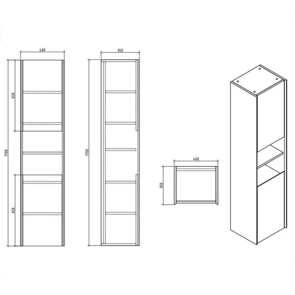 40x170x35 Badschrank Für Wandmontage – Valamir 7