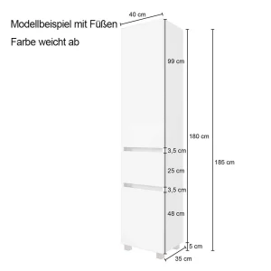 40×185 Cm Bad Hochschrank In Grau – Cathyl 15