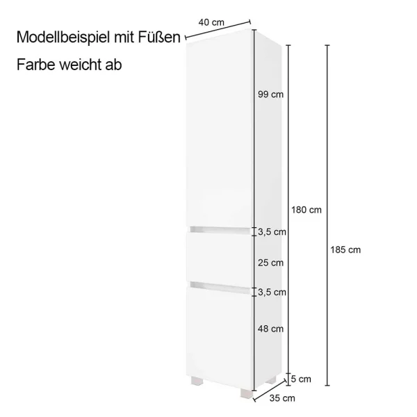 40×185 Cm Bad Hochschrank In Grau – Cathyl 6