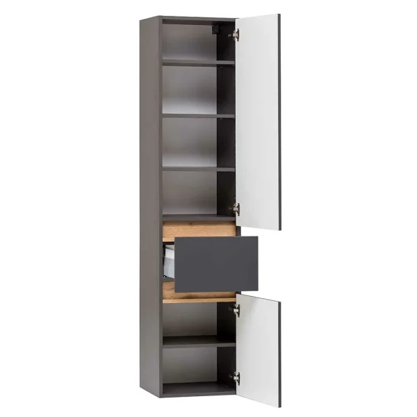 40x185x35 Bad Hochschrank In Grau Mit Wildeiche – Agiruan 5