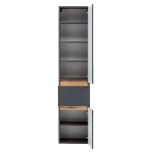 40x185x35 Bad Hochschrank In Grau Mit Wildeiche – Agiruan 16