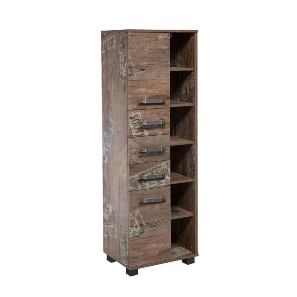 42x164x32 Badschrank In Eiche Dunkel – Fleminos 1