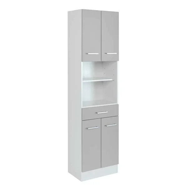 50x190x35 Bad Hochschrank In Hellgrau & Weiß – Girios 3
