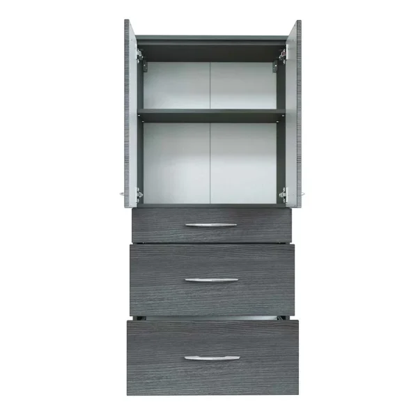 60 Cm Breiter Badschrank Für Die Wand Glides In Eiche Grau Dekor 4
