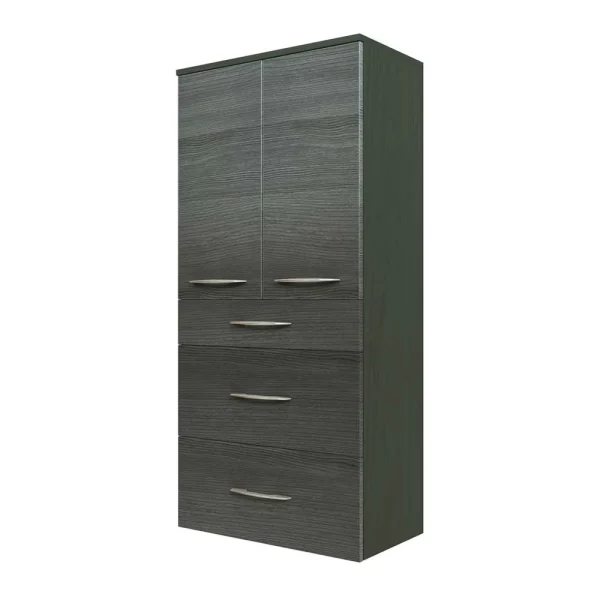 60 Cm Breiter Badschrank Für Die Wand Glides In Eiche Grau Dekor 1