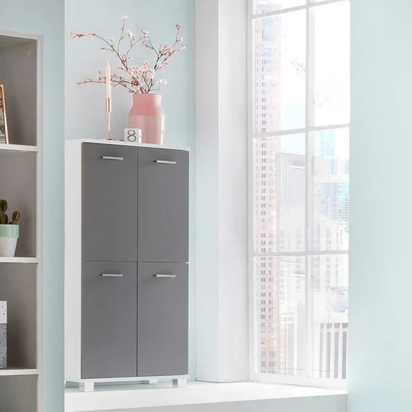 60×117 Cm Bad Highboard In Grau & Weiß – Mirista 3