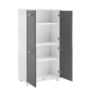 60×117 Cm Bad Highboard In Grau & Weiß – Mirista 14
