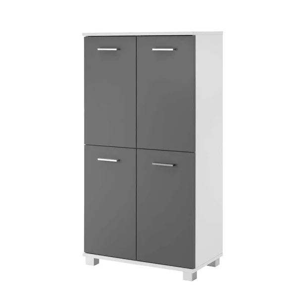 60×117 Cm Bad Highboard In Grau & Weiß – Mirista 1