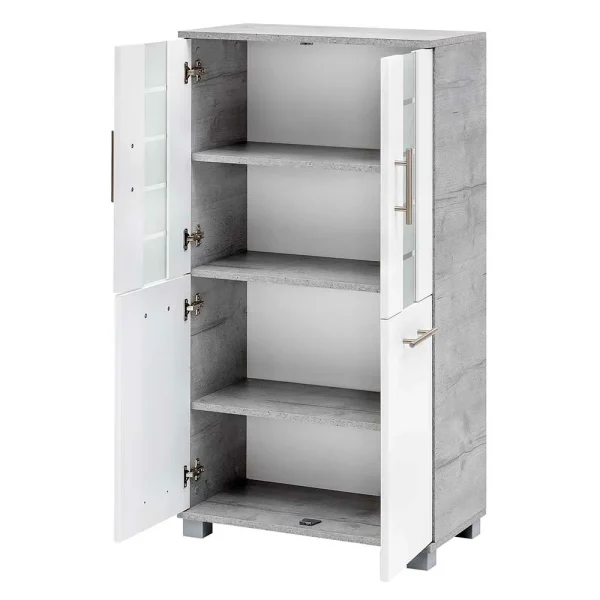 60x117x33 4-türiger Badezimmerschrank Mit Milchglas – Rilica 5