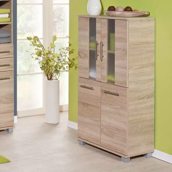 60x117x33 4-türiger Badschrank Mit Milchglas – Adeenon 6