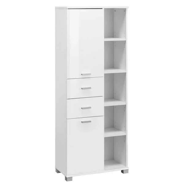60x150x30 Badezimmerschrank In Weiß Hochglanz – Altryda 1