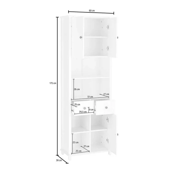 60x175x30 Bad Hochschrank Aus Holz Kiefer – Akzinad 7