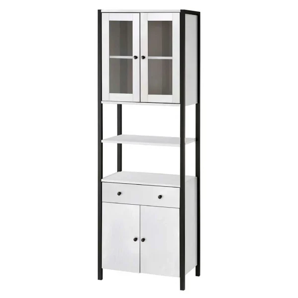 60x180x35 Schrank In Weiß Mit Schwarz – Nokios 1