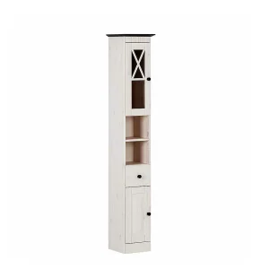 84x125x35 Landhaus Badschrank Schmal In Weiß – Keltor 12