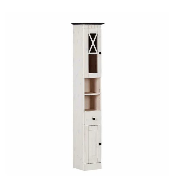 84x125x35 Landhaus Badschrank Schmal In Weiß – Keltor 4