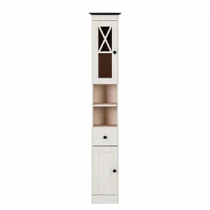 84x125x35 Landhaus Badschrank Schmal In Weiß – Keltor 14
